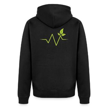 Herzschlag Natur Pflanze Heartbeat - Unisex Premium Bio Zip Hoodie - Schwarz - Hinten - Nico (187cm)