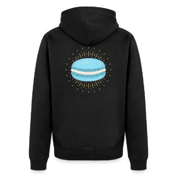 Makronen - Unisex Premium Bio Zip Hoodie - Schwarz - Hinten - Nico (187cm)
