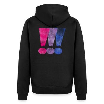 Bisexuell Stolz Ausrufezeichen - Unisex Premium Bio Zip Hoodie - Schwarz - Hinten - Nico (187cm)