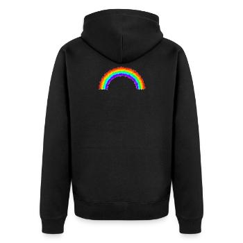 Regenbogen - Unisex Premium Bio Zip Hoodie - Schwarz - Hinten - Nico (187cm)