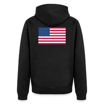 Stars and Stripes - Unisex Premium Bio Zip Hoodie - Schwarz - Hinten - Nico (187cm)