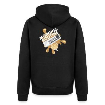 Coffee and News - Unisex Premium Organic Zip Hoodie - black - Back - Nico (187cm)