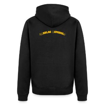 spanisch sprechen - Unisex Premium Bio Zip Hoodie - Schwarz - Hinten - Nico (187cm)