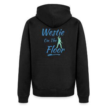 Westie on the floor West Coast Swing Geschenk - Unisex Premium Bio Zip Hoodie - Schwarz - Hinten - Nico (187cm)