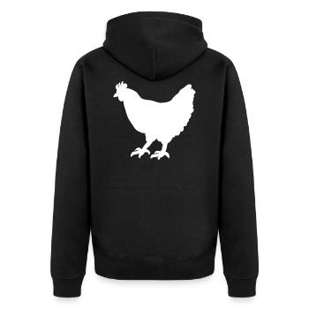 Huhn Henne Silhouette - Unisex Premium Bio Zip Hoodie - Schwarz - Hinten - Nico (187cm)