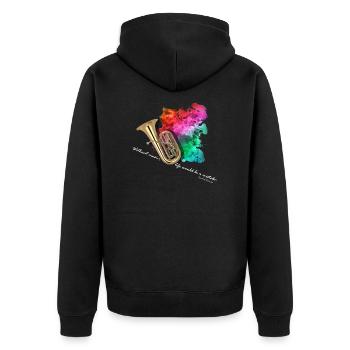 Tuba - Unisex Premium Bio Zip Hoodie - Schwarz - Hinten - Nico (187cm)