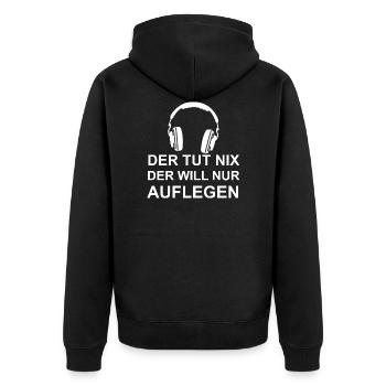 DJ just wants to hang up - headset, headphones, disco - Unisex Premium Organic Zip Hoodie - black - Back - Nico (187cm)