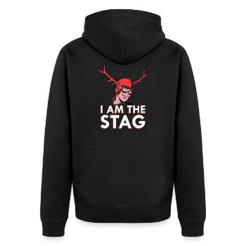 I Am The Stag - Unisex Premium Bio Zip Hoodie - Schwarz - Hinten - Nico (187cm)