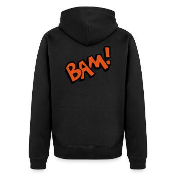 Bam! Comic Speech Bubble Funny font gift - Unisex Premium Organic Zip Hoodie - black - Back - Nico (187cm)