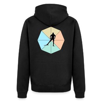 Langlauf - Unisex Premium Bio Zip Hoodie - Schwarz - Hinten - Nico (187cm)