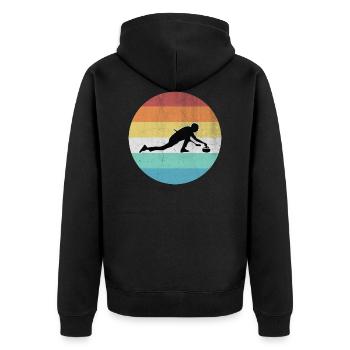 Curling - Unisex Premium Bio Zip Hoodie - Schwarz - Hinten - Nico (187cm)