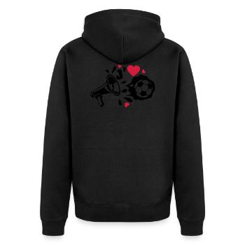 Megaphon Fußball Fußball love love - Unisex Premium Bio Zip Hoodie - Schwarz - Hinten - Nico (187cm)