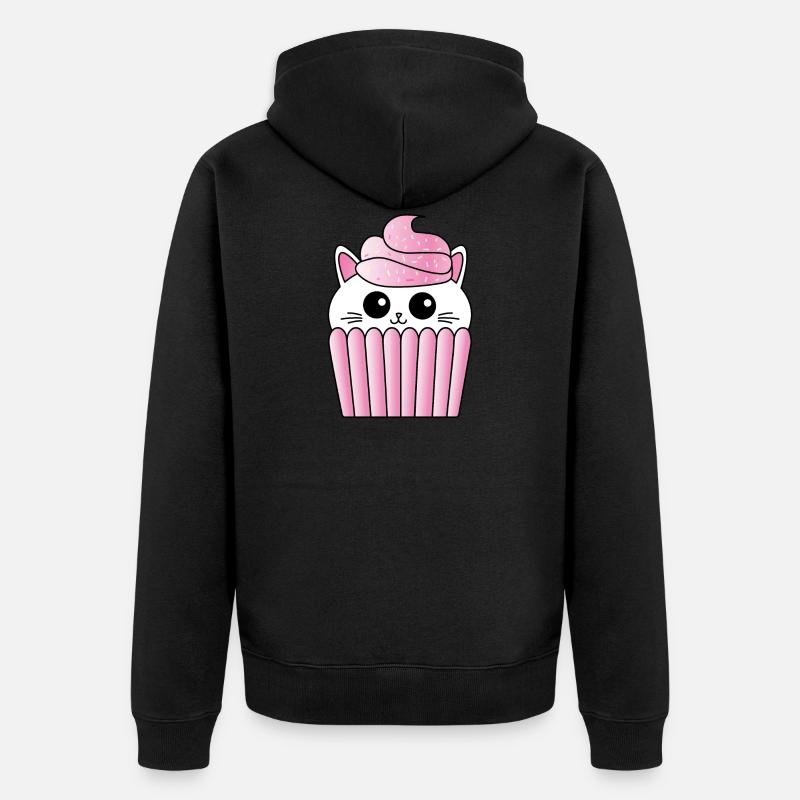 Tablier kawaii sucré de cuisson de muffin de chat - Veste à capuche bio Premium Unisexe - noir