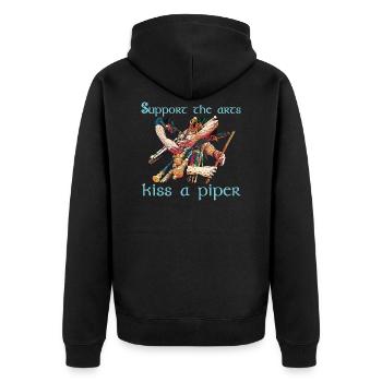 uilleann 1 3 - Unisex Premium Bio Zip Hoodie - Schwarz - Hinten - Nico (187cm)