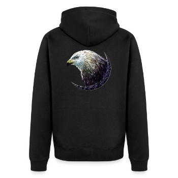 Adler - Unisex Premium Bio Zip Hoodie - Schwarz - Hinten - Nico (187cm)