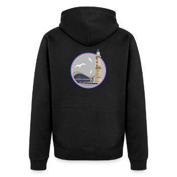 Phare ICON et Teepott Rostock Warnemünde - Veste à capuche bio Premium Unisexe - noir - Dos - Nico (187cm)