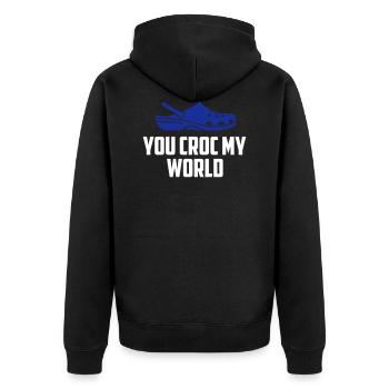 Sie croc meine Welt lustiges Zitat - Unisex Premium Bio Zip Hoodie - Schwarz - Hinten - Nico (187cm)