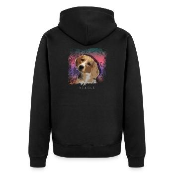 Beagle Hund - Unisex Premium Bio Zip Hoodie - Schwarz - Hinten - Nico (187cm)