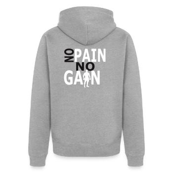 No Pain No Gain - Unisex Premium Organic Zip Hoodie - heather grey - Back - Nico (187cm)