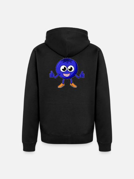 Blaubeere Cartoon - Unisex Premium Bio Zip Hoodie - Schwarz