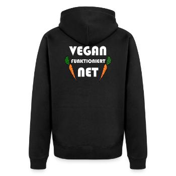 Fitness Motivation Vegan Funktioniert Net - Unisex Premium Bio Zip Hoodie - Schwarz - Hinten - Nico (187cm)