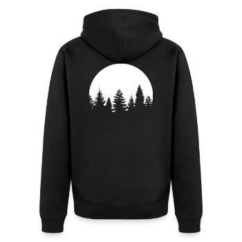 Wald - Unisex Premium Bio Zip Hoodie - Schwarz - Hinten - Nico (187cm)