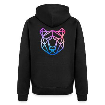 Bär geometrisch - Unisex Premium Bio Zip Hoodie - Schwarz - Hinten - Nico (187cm)