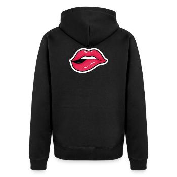 Mund, Mouth - Unisex Premium Bio Zip Hoodie - Schwarz - Hinten - Nico (187cm)