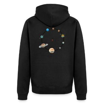 Planeten - Unisex Premium Bio Zip Hoodie - Schwarz - Hinten - Nico (187cm)