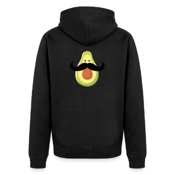 Mustache Avocado - Unisex Premium Bio Zip Hoodie - Schwarz - Hinten - Nico (187cm)