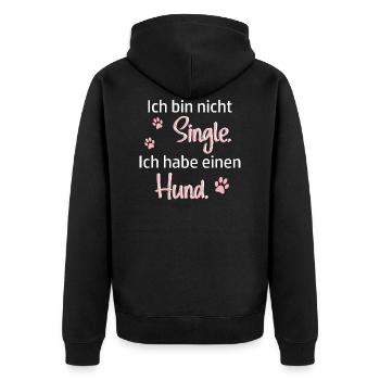 Hund Hunde Single Pfote Spruch Geschenkidee - Unisex Premium Bio Zip Hoodie - Schwarz - Hinten - Nico (187cm)