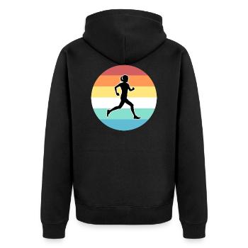 Joggen - Unisex Premium Bio Zip Hoodie - Schwarz - Hinten - Nico (187cm)