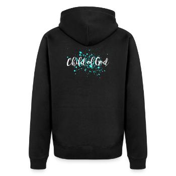 Kind Gottes - Unisex Premium Bio Zip Hoodie - Schwarz - Hinten - Nico (187cm)