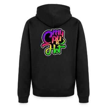 My Cpu is Hot - Unisex Premium Organic Zip Hoodie - black - Back - Nico (187cm)