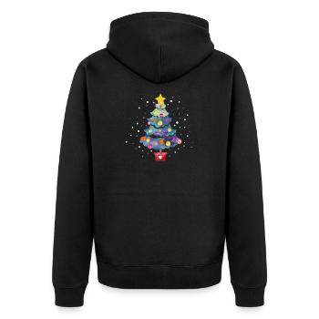 Weihnachtsbaum - Geschenkidee für Weihnachten - Unisex Premium Bio Zip Hoodie - Schwarz - Hinten - Nico (187cm)