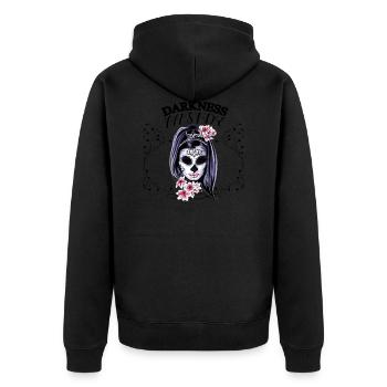 Gothic Tattoo Girl - Unisex Premium Bio Zip Hoodie - Schwarz - Hinten - Nico (187cm)