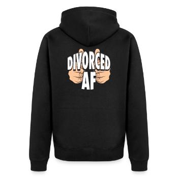 Geschieden als verrückte Scheidung Partei Geschieden AF - Unisex Premium Bio Zip Hoodie - Schwarz - Hinten - Nico (187cm)