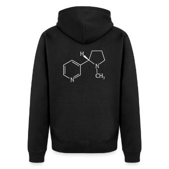 Nikotin Nerd - Unisex Premium Bio Zip Hoodie - Schwarz - Hinten - Nico (187cm)