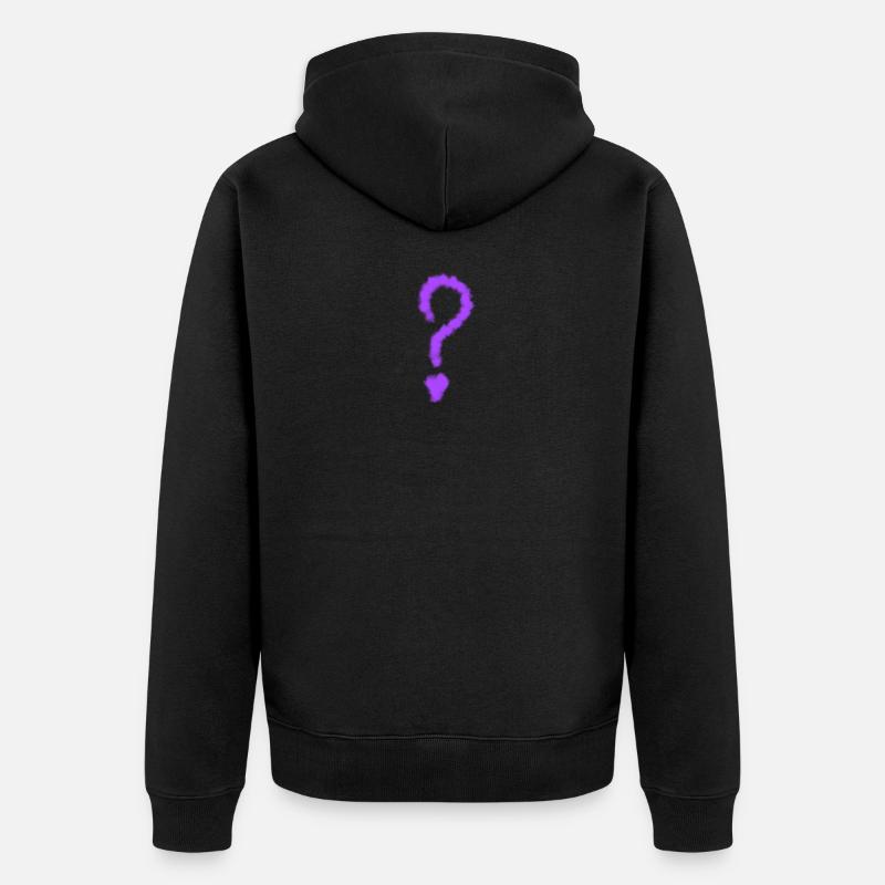 Conception des points d’interrogation violet - Veste à capuche bio Premium Unisexe - noir