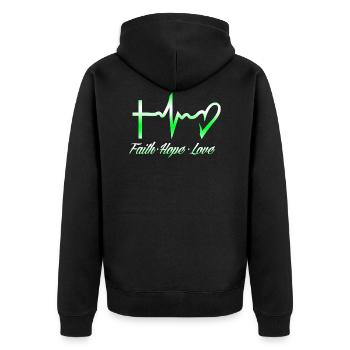 Glaube Hoffnung Liebe - Unisex Premium Bio Zip Hoodie - Schwarz - Hinten - Nico (187cm)