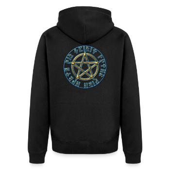 Runes pentagone étoilé, pentagramme, protection, - Veste à capuche bio Premium Unisexe - noir - Dos - Nico (187cm)