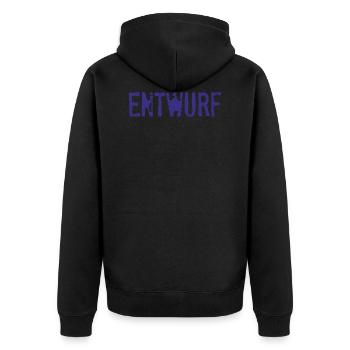Entwurf Stempel Büro Verwaltung Geschenk - Unisex Premium Bio Zip Hoodie - Schwarz - Hinten - Nico (187cm)