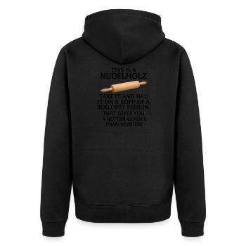 rolling pin - Unisex Premium Organic Zip Hoodie - black - Back - Nico (187cm)