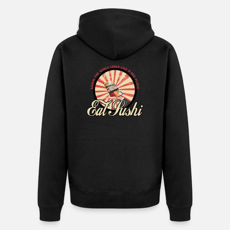 Manger des sushis - Veste à capuche bio Premium Unisexe - noir