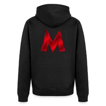 Rotes M - Unisex Premium Bio Zip Hoodie - Schwarz - Hinten - Nico (187cm)