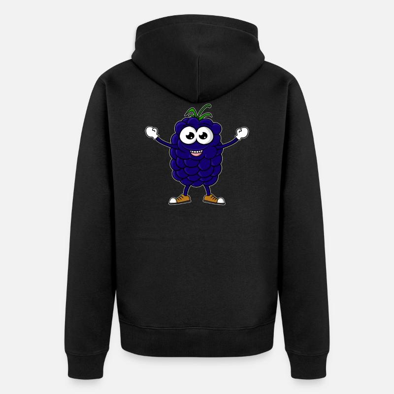 Dessin animé de mûre - Veste à capuche bio Premium Unisexe - noir