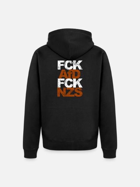 FCK AFD FCK NZS - Unisex Premium Bio Zip Hoodie - Schwarz