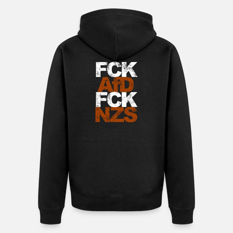 FCK AFD FCK NZS - Unisex Premium Bio Zip Hoodie - Schwarz
