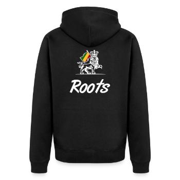 Roots Reggae Lion Rasta - Unisex Premium Bio Zip Hoodie - Schwarz - Hinten - Nico (187cm)