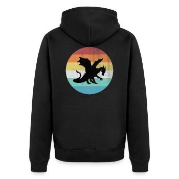 Drache - Unisex Premium Bio Zip Hoodie - Schwarz - Hinten - Nico (187cm)